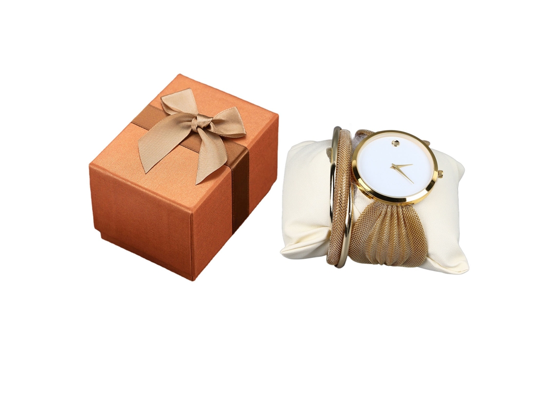 Juego De 2 Relojes De Cuarzo Para Mujer Con Pulsera De Acero Inoxidable