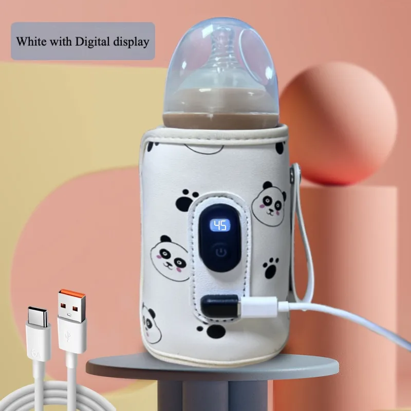 (blanco, Usb) Calentador De Biberones Portátil Con Pantalla Lcd De 21 Niveles, Puede Calentar La Leche.