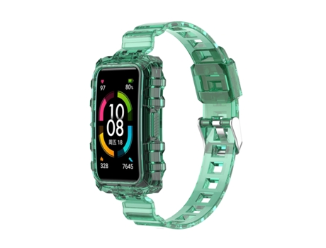 Correa de reloj inteligente de silicona transparente integrada para Honor Band 7 (verde)