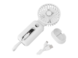 Ventilador portátil con cargador USB y batería externa - Blanco