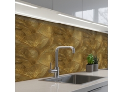 Paneles de revestimiento de cocina orgánicos - Líneas - Dorado 150x60 cm