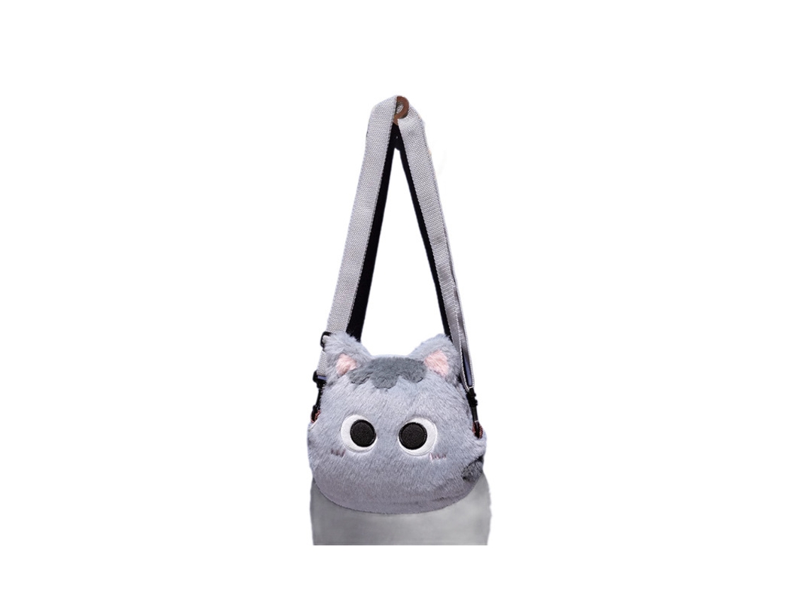 Bolso de hombro de felpa con estampado de gato de dibujos animados japoneses, gran capacidad, neceser de maquillaje de gato negro CHABERLU