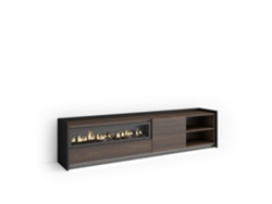 Mueble Tv, Televisión, 207x37x50cm, Para Tv Hasta 80", Chimenea Eléctrica, Led, Roble Oscuro Y Negro