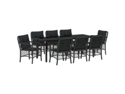 Maison Exclusive - Conjunto De Comedor De Jardín 9 Pcs Negro Ratán Sintético
