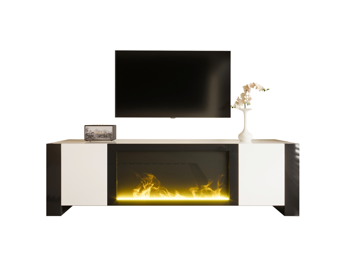 Mueble Tv Efecto Chimenea Led Sin Calefacción Diseño Moderno