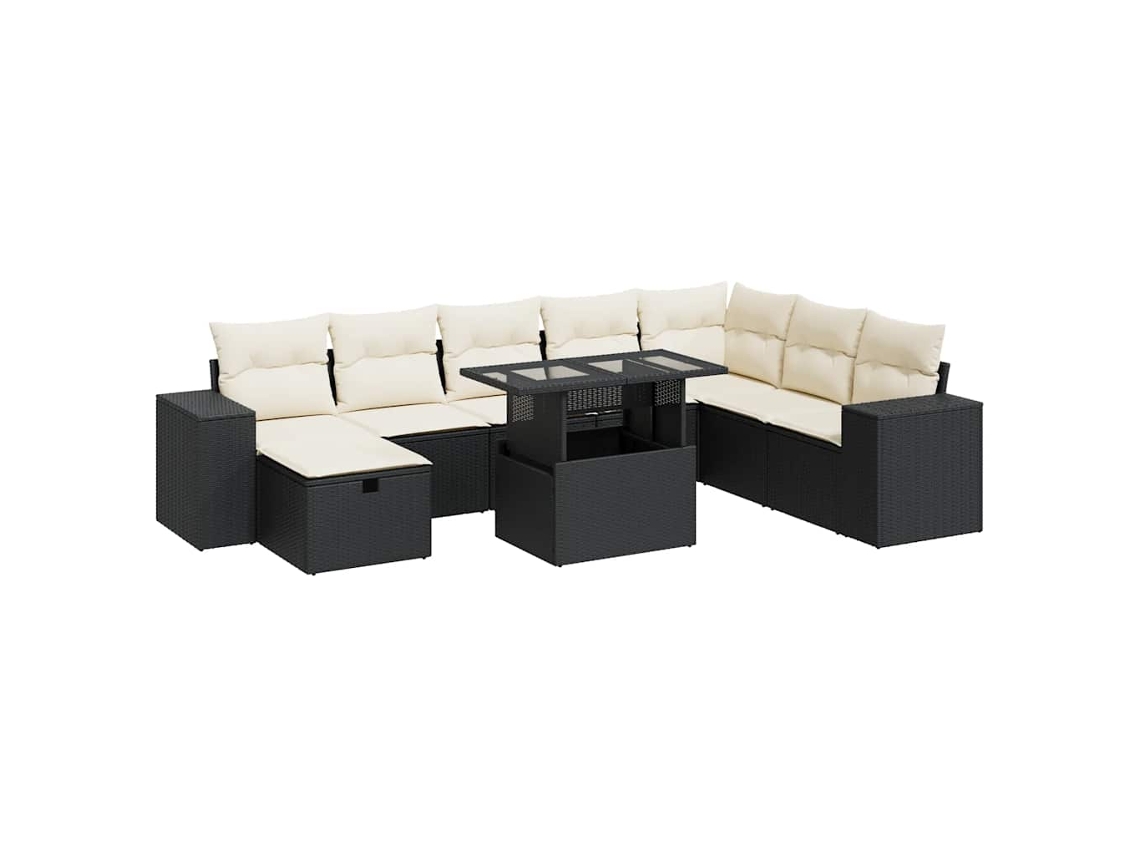 Maison Exclusive - Set De Sofás De Jardín Con Cojines 9 Pzas Ratán Sintético Negro