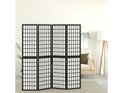 Biombo Plegable Con 4 Paneles Estilo Japonés Negro 160x170 Cm