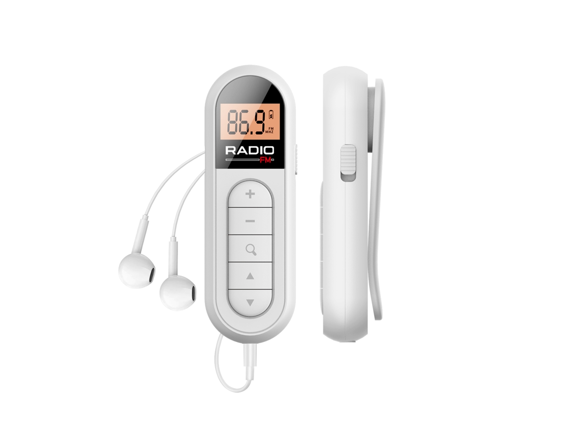 Radio Portátil Fm (blanca), Radio De Bolsillo Recargable