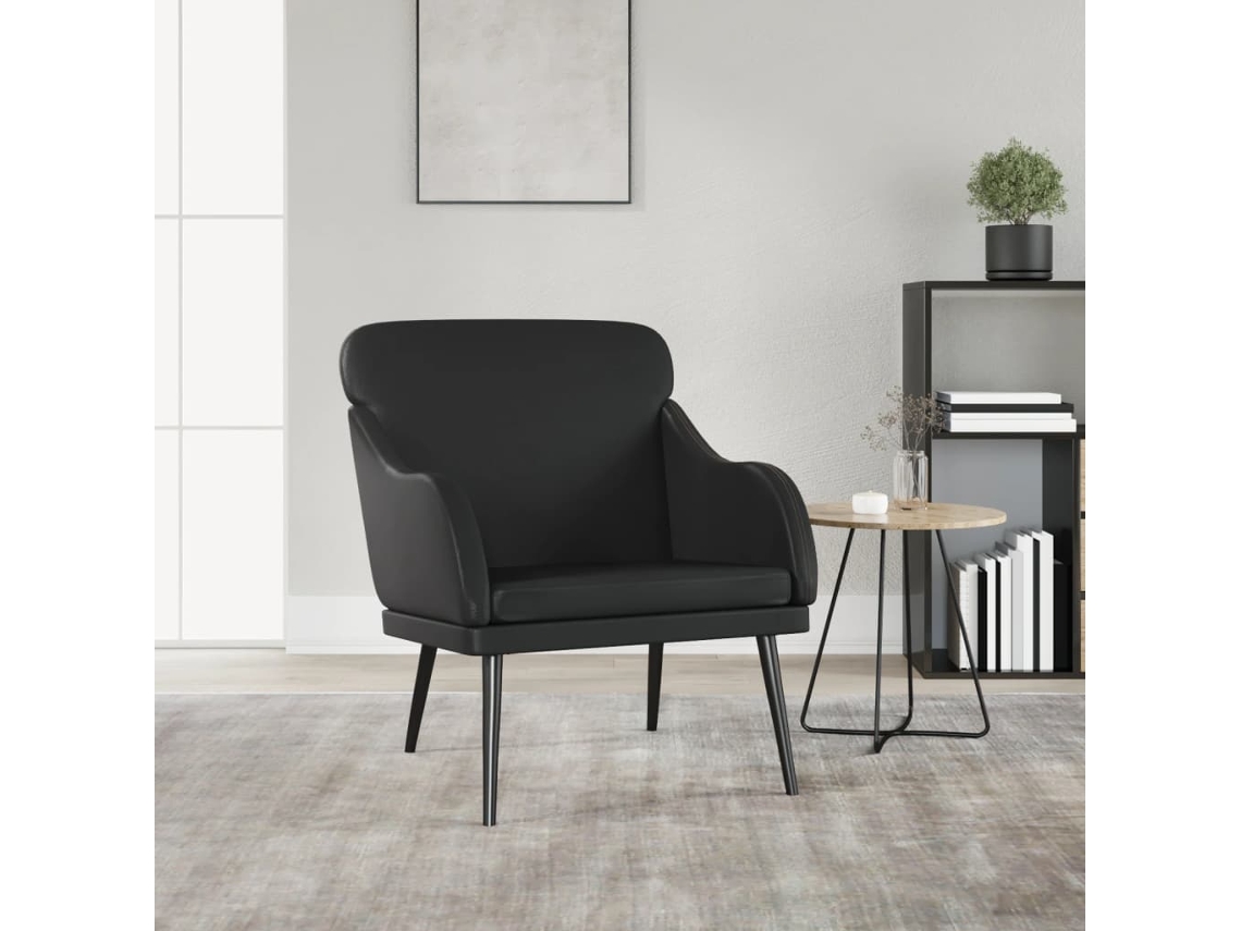 Silla con Apoyabrazos 63X76X80 cm de Cuero Sintético Color Negro