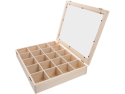 Vitrina De Madera Para Minerales Con Tapa Transparente Y 20 Compartimentos Para Cristales Y Piedras.