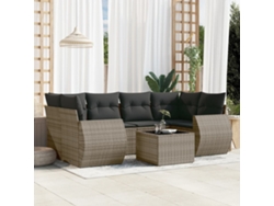 Conjunto de sofás de jardín de 7 piezas DKD Home Decor con cojines de mimbre gris