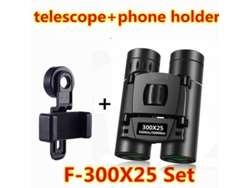 RUMOCOVO Bak4 Hd Telescopio con Zoom Profesional Monocular Portátil De Largo Alcance Camping Turismo Al Aire Libre F--300X25 Set