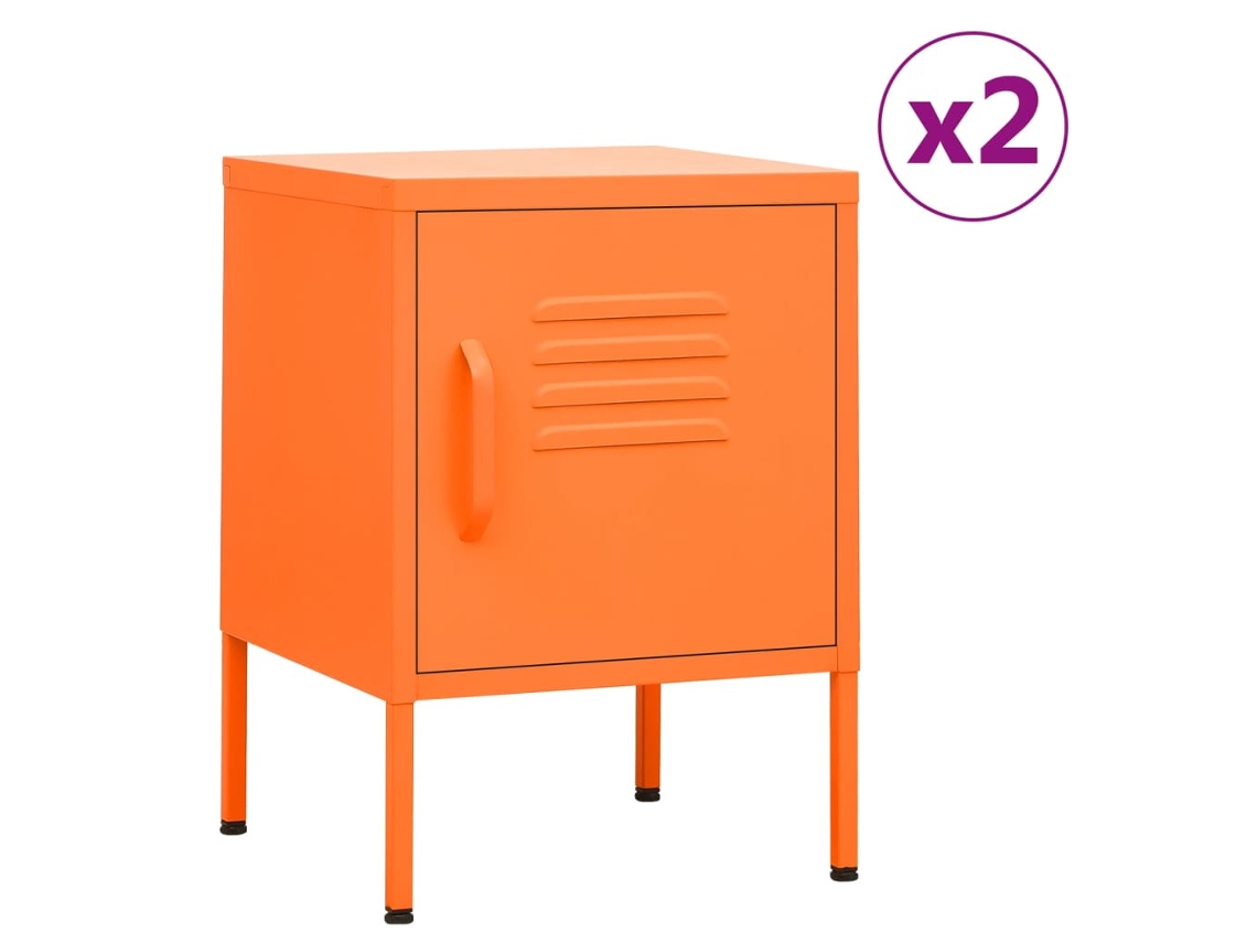 Mesitas de Noche LOVELY HOME Mesinha 2 Pcs 35X35X51 Cm Aço Laranja