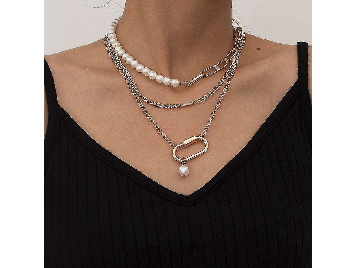 Gargantilla De Capas Con Perlas Y Colgantes En Aleación De Alta Calidad Para Fiestas De Baile, Ajustable.