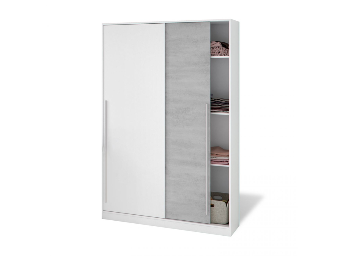 Armario de puertas correderas 120x200 cm Show Blanco Artik (Blanco Mate) - Gris Cemento 120 x 200 x 50 cm
