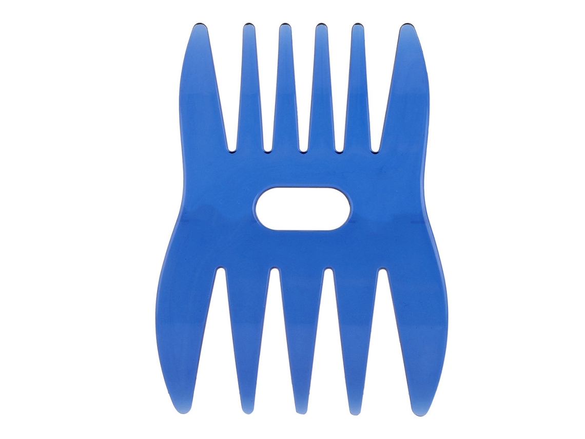 Pente de cabelo unissex feito à mão em plástico com dentes largos, azul, modelo 2026.