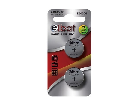 Pack de 2 Pilas Litio de Boton Cr2025 3V ELBAT