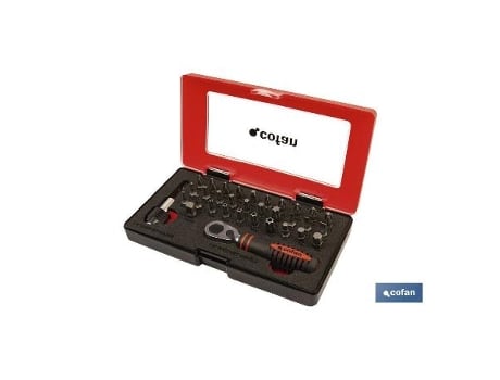 Set mini carraca 1/4 con puntas (33 pcs.)