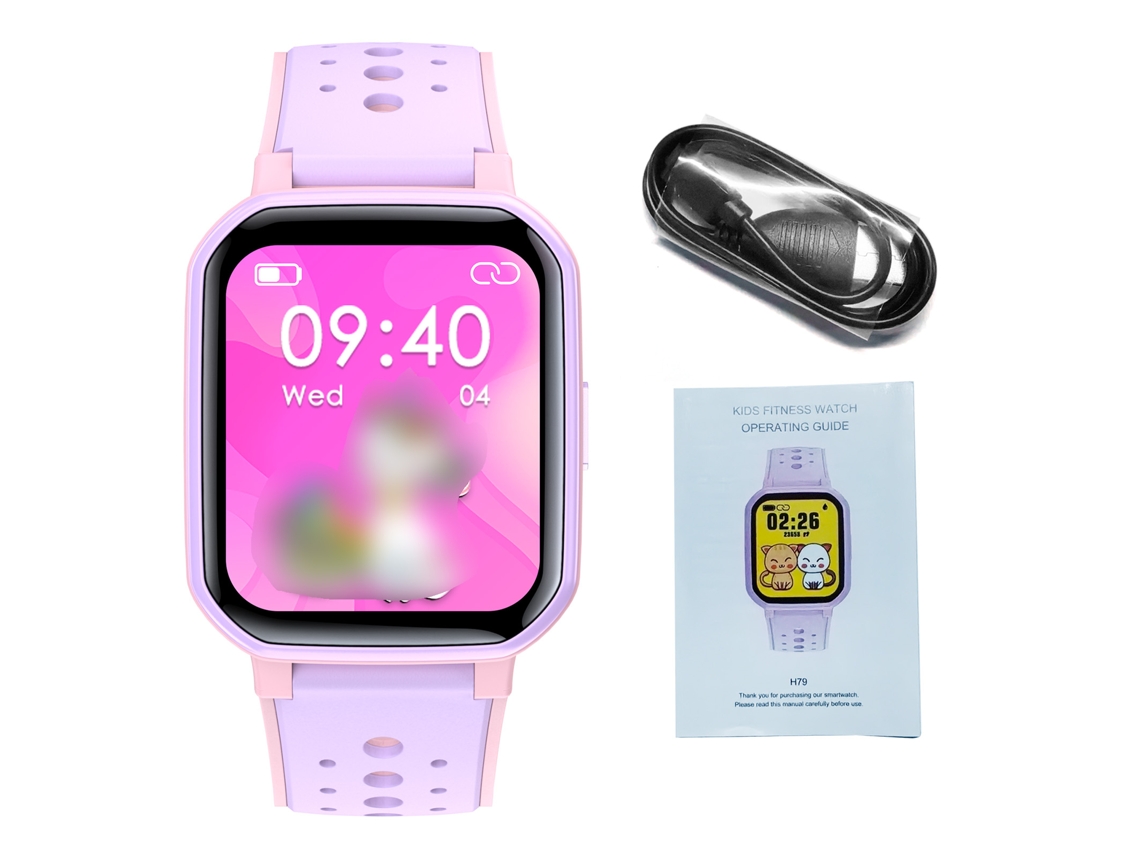Reloj Inteligente Para Niños, Niños Y Niñas, Pantalla Tft De 1.54", Juegos De Rompecabezas, Podómetro, Morado