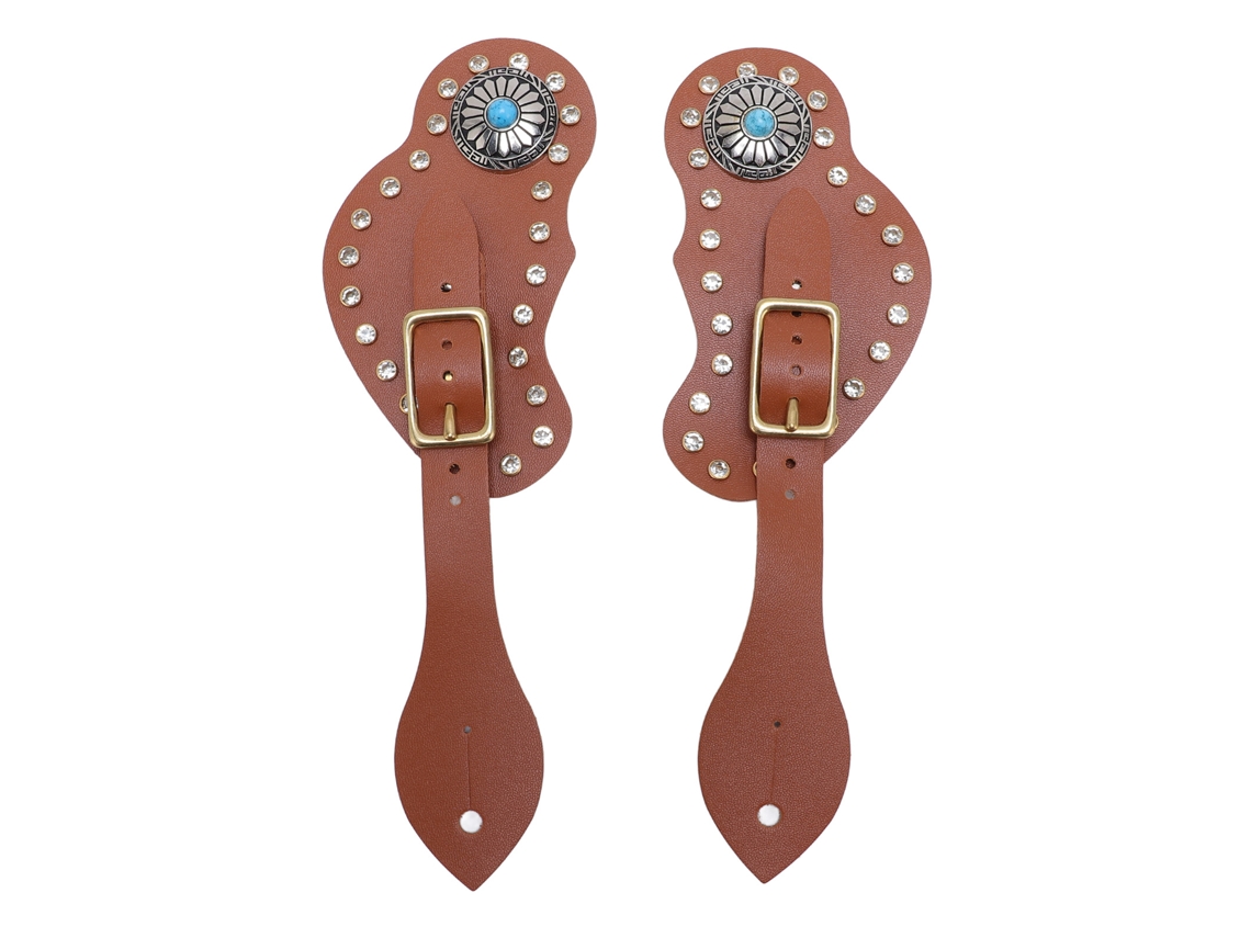 Correas Ajustables De Piel Sintética Marrón Para Espuelas De Botas Vaqueras - Accesorios Ecuestres Del Oeste