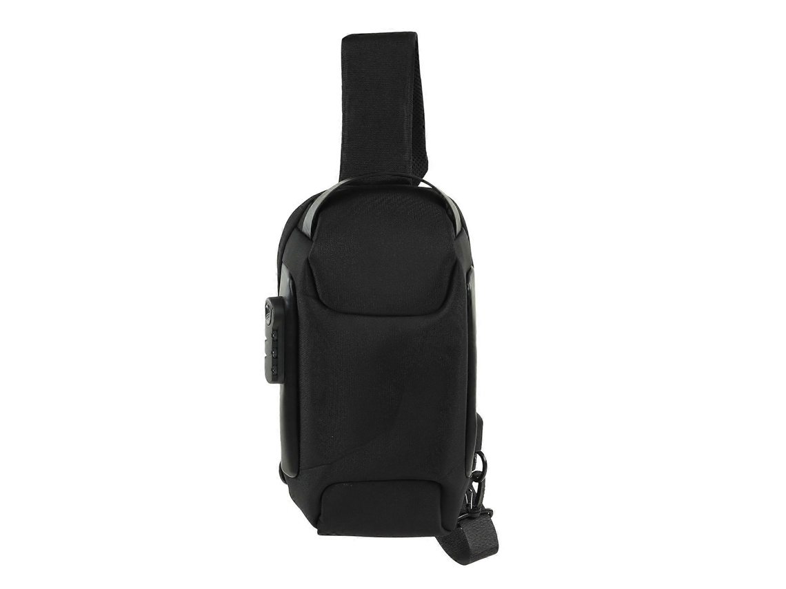 Mochila bandolera con puerto USB antirrobo, impermeable, para ciclismo, senderismo, deportes al aire libre, viajes, color negro Saisiyiky