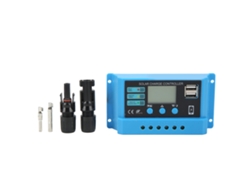 Controlador de carga solar de 12 V, 24 V y 30 A con pantalla LCD y conectores - Azul
