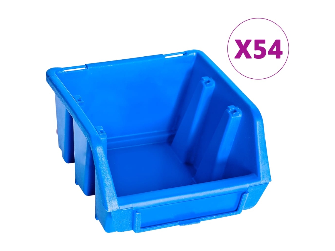 Juego de 96 cajas de almacenamiento con paneles de pared, azul, EXCLUSIVA MAISON