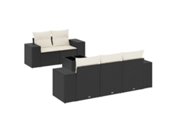 Maison Exclusive - Conjunto de sofá de jardín de 6 piezas con cojines de mimbre, color negro