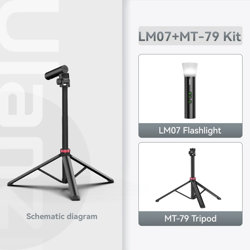 Kit de flash LM07 con trípode MT-79, rosca de 1/4'', zoomable, luz de relleno para videografía y retratos
