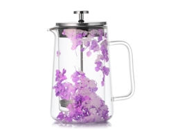 Cafetera de émbolo Eifson, 34 oz, con filtro de acero inoxidable y capa intermedia de flores secas (morada)