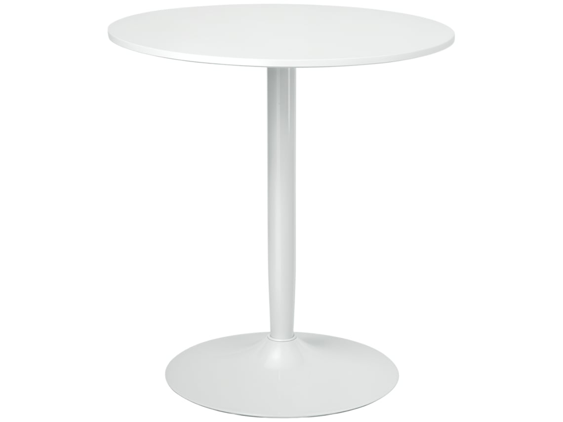 Mesa redonda para 2 personas, mesa de cocina moderna con base de acero y patas antideslizantes, Ø70 x 75 cm, blanca.
