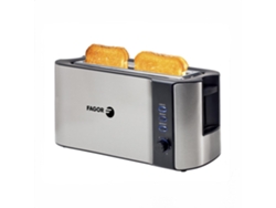 Tostadora Fagor de 1000 W, 1 ranura doble, 6 niveles de tostado, función de descongelación, recogedor de migas, acero pulido, Bigtoast Steel Fge08003