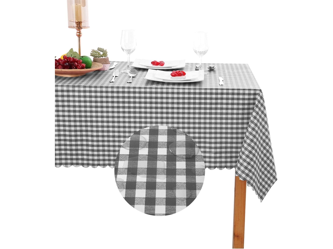 KOFIHETY Mantel Rectangular de PVC Cuadriculado - Impermeable, Resistente a Aceites y Manchas, Gris y Blanco, 54 x 108 pulgadas
