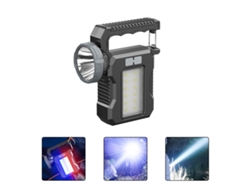 Potente linterna LED para camping, 4 modos, recargable por USB y con energía solar, resistente al agua para exteriores. Aeuzwr