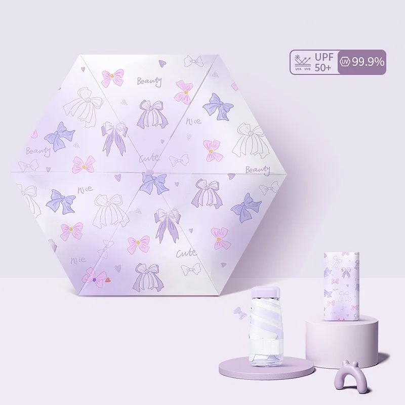 (morado 6k) Bonita Sombrilla Plegable De Seis Secciones Con Forma De Mariposa, Mini Sombrilla Plegable De Bolsillo.