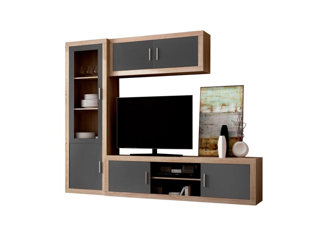 Muebles de Salón Nuka V1 HOMESOUTH (Grafito - 240x193.2x41.4 cm)
