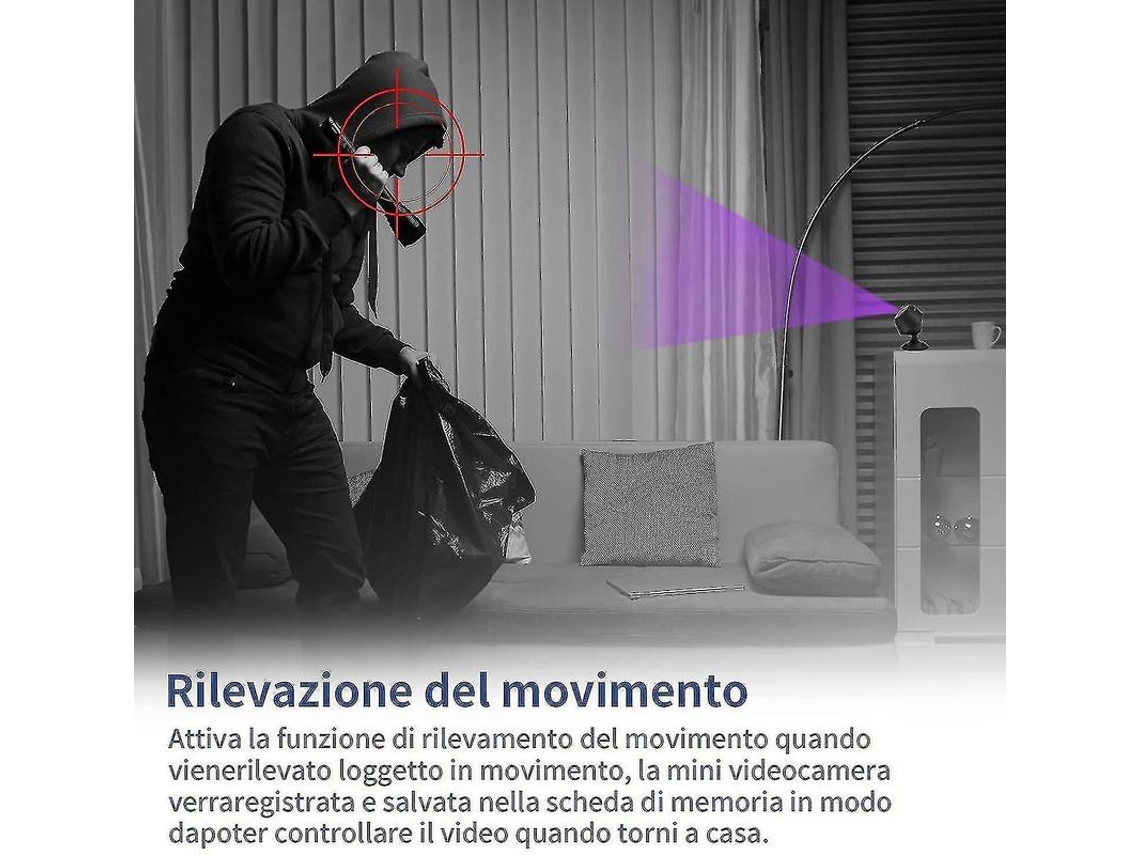 Mini cámara espía 1080p HD Wifi con grabación de audio y video Yizhood (negra)