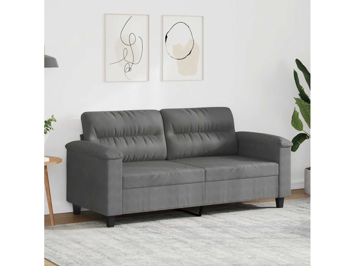 Sofá de 2 plazas - Sofá para salón - Sofá de relax 140 cm Tejido de microfibra gris oscuro HARLANV1