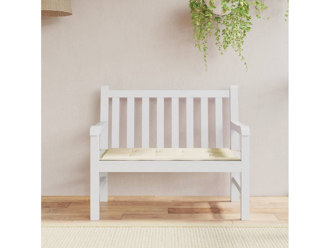 Cojín para banco de jardín, 120 x 50 x 3 cm, tela Oxford color crema, Dkd Home Decor