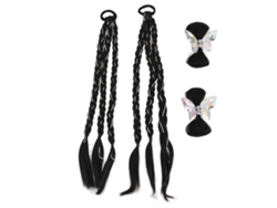 Extensiones De Cabello Trenzado Sintético Negro Para Mujeres Con Cintas Y Cadenas De Boxeo