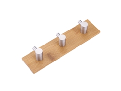 Soporte de pared de bambú y acero inoxidable con 3 ganchos para cocina - Worten