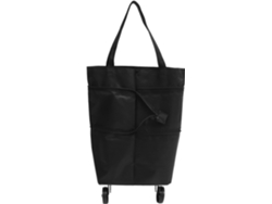 Carrito de compra plegable Nuobesty negro con bolsa de compra grande, ligero y resistente.