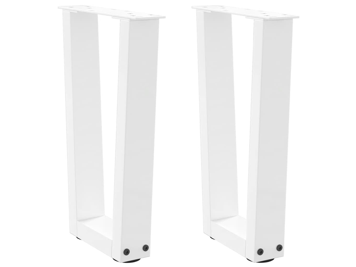 Patas Para Mesa De Comedor En Forma De V 2 Uds Blanco Acero