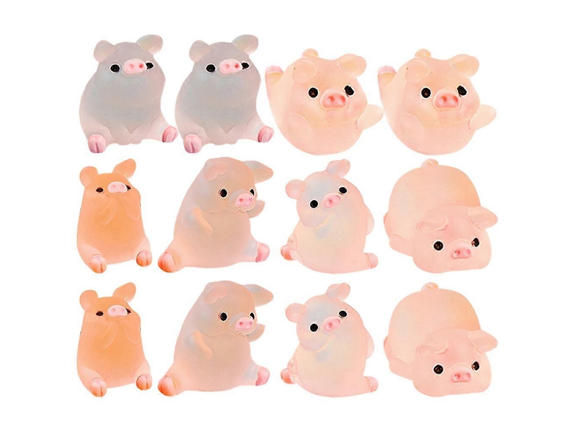 Rebe 12 Adornos de Cerdo en Resina Decoraciones Miniaturas Estatua de Cerdo Accesorios DIY Rosa M Rosy 12