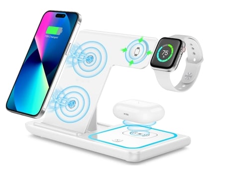 Cargador inalámbrico, cargador inalámbrico para iPhone, soporte para cargador Apple Watch, base de carga inalámbrica 3 en 1 para iPhone14/13/12/11/...