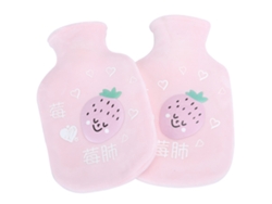 2pcs Botella De Agua Caliente De Caucho Flanela Dibujos Animados 350ml Rosa Claro