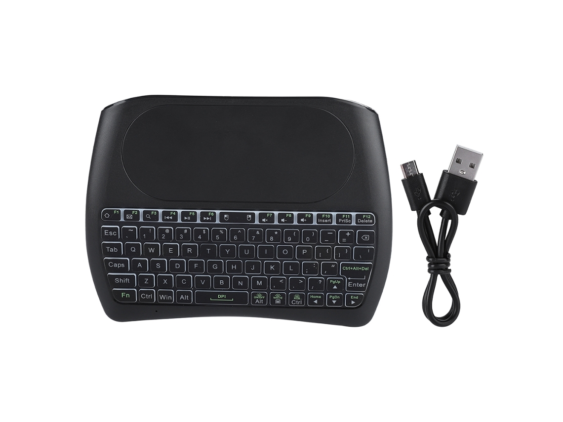 Teclado Inalámbrico Mini De 2,4ghz Con Ratón Touchpad, Siete Colores De Retroiluminación Y Batería Luz Dourada
