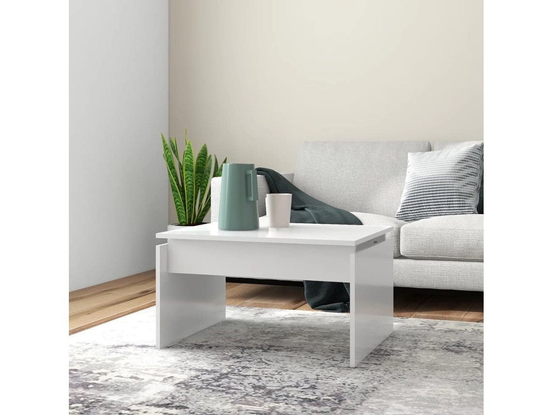 Mesa De Centro Madera Contrachapada Blanco 68x50x38 Cm