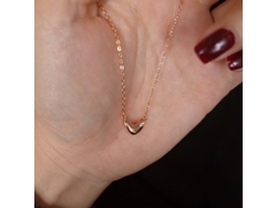 (oro) Amor Sencillo ~ Collar Con Colgante De Corazón Engastado Con Diamantes En Plata 925, Diseño Elegante Y Dulce