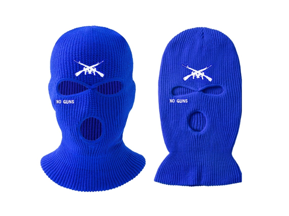 Boné De Tricô Com 3 Buracos Capa Facial Com Embroideira Para Ski Ciclismo Corrida Inverno Azul